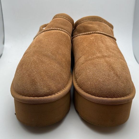 CUSHIONAIRE Women's Genuine Suede Cozy Mule Platform +Memory Foam 9 CHESTNUT - Picture 2 of 7